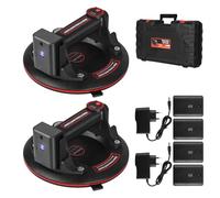 Lot de 2 Ventouse Electrique de 8", Ventouse Vitre Professionnelle, Lève-Carreaux avec Manomètre, Batterie x4 et Boîte à Outils, Capacité de charge 200kg, pour le Transport d'aquariums, Carrelage