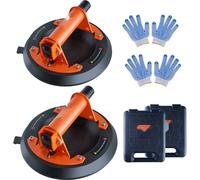 lot de 2 ventouses à vide en NBR pour verre avec surface d'aspiration de φ203mm - capacité de charge 99-278kg - température de fonctionnement -20-60℃ - lève-plaque avec poignée ABS, boîte de rangement