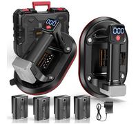 Lot de 2 Ventouses électriques 260 kg/24cm 4x Batteries 3000mAh, Afficheur LCD, Ventouse Vitrier Automatique pour Carreaux, Marbre