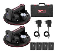 Lot de 2 ventouses électriques de 20,3 cm avec manomètre - Batterie de 200 kg - 4 ventouses sous vide - Pour le transport d'aquarium, de carrelage, de verre, de marbre