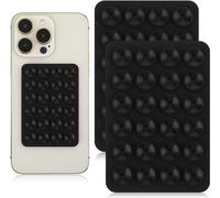 Lot de 2 ventouses en silicone pour téléphone portable, polyvalent, autocollant, support à ventouse pour téléphone portable, pour tous les téléphones portables (noir)