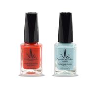 Lot de 2 vernis à ongles halal infusé au henné - Perméables - Végétalien - Longue durée - Pas besoin d'UV - Bleu ciel - Rouge impérial