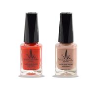Lot de 2 vernis à ongles halal infusé au henné - Perméables - Végétalien - Longue durée - Pas besoin d'UV - Rose poudré - Rouge impérial