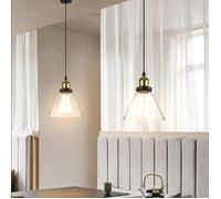 Lot de 2 Verre Rétro Suspension Luminaire Industrielle Vintage E27 Lustre Eclairage Plafond Triangulaire Verre Transparent - SMOTOP