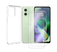 Lot de 2 Verre trempé compatible pour Motorola Moto G54 5G 6,5"" XT2343-1 XT2343-2 / Motorola Moto G55 5G 6,49"" + Coque de Protection transparente souple silicone - Visiodirect -