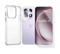 Lot de 2 Verre Trempé compatible pour OnePlus 15 5G 6.78"" CPH2747, CPH2745, PLK110+ Lot de 2 Verre Trempé Caméra Arrière + Coque souple silicone transparente - Visiodirect -