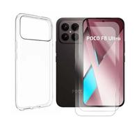 Lot de 2 Verre trempé compatible pour Xiaomi Poco F8 ULTRA 5G 6.9"" 25102PCBEG+ Coque de Protection transparente souple silicone - Visiodirect -