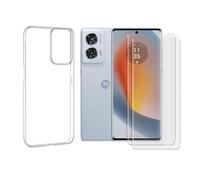 Lot de 2 Verre trempé incurvé compatible pour Motorola Edge 50 FUSION 5G 6,7"" XT2429-1 / Motorola Moto G85 5G 6,7"" + Coque de Protection transparente souple silicone - Visiodirect -