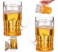 Lot de 2 verres à bière drôles - Faux chope à bière créative avec anse - Funny Novelty - Gobelets à bière en plastique à double paroi - Refroidisseur de boisson - Gobelets de fête