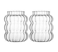 Lot de 2 verres à café glacé, 650 ml, verres nervurés uniques pour café glacé
