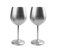 Lot de 2 verres à cocktail en acier inoxydable - 500 ml - Verres à vin rouge avec pied - Verres à vin incassables - Verres à vin rouge - Verres à dégustation de vin - Pour cocktail, whisky, bière