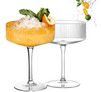 Lot de 2 verres à cocktail nervurés de 283,5 g, ensemble de verres à martini classiques, verres à martini, verres à cocktail classiques, parfaits pour cocktail, vin, bar et cadeau