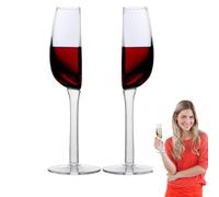 Lot de 2 verres à vin en forme de moitié - 140 ml - Verres à vin fantaisie coupés en deux, verre à vin rouge à longue tige, verre à vin semi-circulaire pour fêtes, vacances, mariage