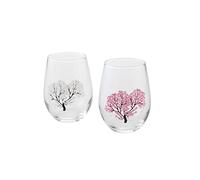 Lot de 2 verres à vin japonais Sakura en fleur de cerisier changeant de couleur
