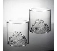 Lot de 2 verres à whisky en cristal de montagne pour cocktails, scotch, cognac, bourbon, 300 ml (2pcs)