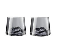 Lot de 2 verres à whisky en cristal en forme de montagne, à l'ancienne, pour bourbon, scotch, cocktails glacés, solides et durables, 240 ml (gray, 2pcs)
