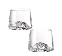 Lot de 2 verres à whisky en cristal en forme de montagne, à l'ancienne, pour bourbon, scotch, cocktails glacés, solides et durables, 240 ml (clear, 2pcs)