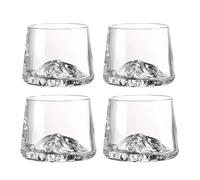 Lot de 2 verres à whisky en cristal en forme de montagne, à l'ancienne, pour bourbon, scotch, cocktails glacés, solides et durables, 240 ml (clear, 4pcs)