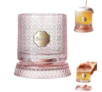 Lot de 2 verres à whisky vintage rotatifs sans plomb à 360 ° à l'ancienne, verres esthétiques pour bourbon, café et cocktails, coffret cadeau pour homme et papa (rose, 1 pièce)