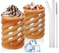 Lot de 2 Verres Borosilicate avec Paille 350 ml Vendos85