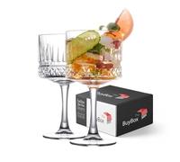 Lot de 2 Verres Coupé Vintage (500 ml/17 oz) Grands Verres à Cocktail, Champagne ou Martini, Aperol Spritz, Vin Carrés, Rouge Géants en Cristal, Bols en Verriere