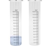 Lot de 2 Verres de Remplacement pour Pluviomètre avec Graduation Noire - Cylindre en Verre Transparent 15.5x3.6 cm pour Stations Météo, Résistant aux Intempéries, Utilisable avec ou sans Support