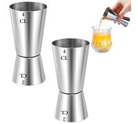 Lot de 2 verres doseurs à cocktail Barmass - Double mesure avec graduation - 2 cl - 4 cl - En acier inoxydable - Pour gin, whisky, alcool - Accessoire de bar et de cocktail de qualité supérieure