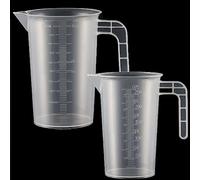 Lot de 2 verres doseurs en plastique avec poignée et graduation de gramme 250 ml + 500 ml,Résistant à la chaleur,Pour détergent, cuisine,Graduation fine,Convient à un usage alimentaire (transparent)