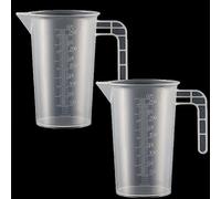 Lot de 2 verres doseurs en plastique avec poignée et graduation de gramme 250 ml, résistants à la chaleur, verres doseurs de précision, pour détergent, cuisine, laboratoire, 0.25 l, transparent
