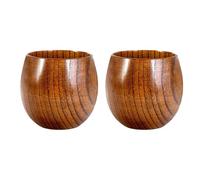 Lot de 2 verres en bois pour une utilisation avec des boissons, style rétro, petit à vin, salle à manger, café, plan de travail, café, thé, , lait, vin, lait F