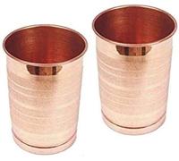 Lot de 2 verres en cuivre pur pour eau potable | Lot de 2 gobelets en cuivre pour les bienfaits de l'Ayurveda pour la santé (environ 335 ml)