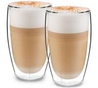 GLASWERK Verre double paroi à Latte Macchiato Design (2 x 430 ml) tasse a cafe design - Tasse double paroi, mug transparent, tasse a the verres à thé lavable au lave vaisselle bob, tasse a cafe