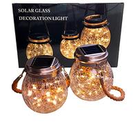 Lot de 2 verres solaires à LED - Verre solaire jetable - 30 LED - 11,5 x 14,5 cm - Blanc chaud - Avec batterie - 2 verres - Lampe de jardin - Lanterne solaire