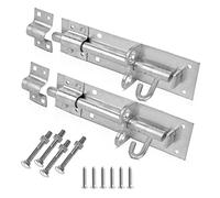 Lot de 2 - Verrou de porte d'abri de jardin, verrou de porte Brenton 20,3 cm robuste en plaque de zinc galvanisé pour plus de sécurité