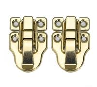 Lot de 2 verrous à boucle en relief antique, style rétro, pour boîte à bijoux, armoire, boîte en bois (doré)