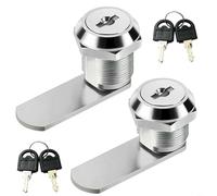 Lot de 2 verrous à came en alliage de zinc pour tiroir, armoire, boîte aux lettres, porte et meubles de sécurité avec 4 clés pour plusieurs points d'accès (16 mm)