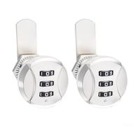 Lot de 2 verrous à mot de passe en alliage de zinc avec combinaison à 3 chiffres pour sécuriser les boîtes aux lettres, armoires, casiers, boîtes électriques et tiroirs (blanc)