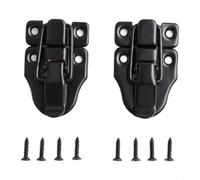 Lot de 2 verrous classiques noirs pour boîte à outils avec vis trempées pour armoires, tiroirs, boîtes à bijoux, valises et étuis de rangement en fer robuste