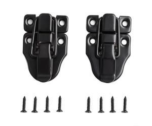 Lot de 2 verrous classiques noirs pour boîte à outils avec vis trempées pour armoires, tiroirs, boîtes à bijoux, valises et étuis de rangement en fer robuste