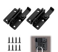 Lot de 2 verrous d'abri de jardin en acier inoxydable - Loquet coulissant pour portails en bois, abris de jardin, portes de garage - Noir mat - 45 x 40 mm