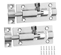 Lot de 2 verrous de porte de 75 mm en acier inoxydable pour chambre à coucher - Verrou de porte argenté avec vis - Pour salle de bain, abri de jardin, toilettes