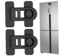 Lot de 2 verrous de réfrigérateur adhésifs puissants non toxiques en ABS pour porte réfrigérateur pour armoire tiroirs lave-vaisselle et toilettes