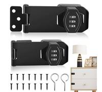 Lot de 2 verrous de sécurité verrouillables avec code - Serrure à combinaison à 3 chiffres - Verrou de porte rotatif de 10,12 cm - Pour petites portes, armoires, jardin (noir)