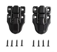 Lot de 2 verrous noirs en forme de bec de canard avec vis trempées pour boîtes à outils en bois, armoires et boîtes de rangement