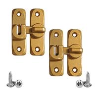 Lot De 2 Verrous Porte Coulissante 90/180°, Loquets, Doré | 2 Verrous 90°/180° Finition Dorée; Pose En Applique Avec Vis, Réversible Gauche/Droite Pour Portes Et Placards