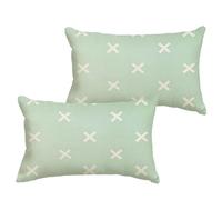 Lot de 2 Vert clair Housse Coussin 50x70 cm Impermeable Lin Taie Oreiller Rectangulaire Double Face Imprimé avec Fermeture à Glissière Invisible, Blanc Coussin Décoration pour Canapé, Salon 1B-813