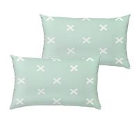 Lot de 2 Vert clair Housse Coussin 50x70 cm Impermeable Velours Taie Oreiller Rectangulaire Double Face Imprimé avec Fermeture à Glissière Invisible, Blanc Coussin Décoration pour Canapé, Salon 1B-813