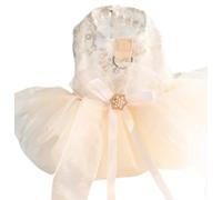 Lot de 2 vêtements pour chien - Robe de mariage valse pour chiens et chats - Petite robe de princesse en gaze - Accessoires d'été tendance pour Yorkshire (XL, beige)