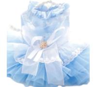 Lot de 2 vêtements pour chien - Robe de mariée valse pour chiens et chats - Petite robe de princesse en gaze - Accessoires d'été tendance pour Yorkshire (S, bleu)