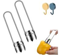 Lot de 2 vide-fruits et légumes double taille en acier inoxydable robuste pour poires, concombres, melon amer, facile à pousser pour les recettes farcies et la préparation de la cuisine